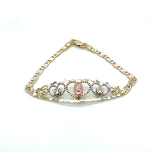 10k Gold Our Lady of Guadalupe Heart Bracelet