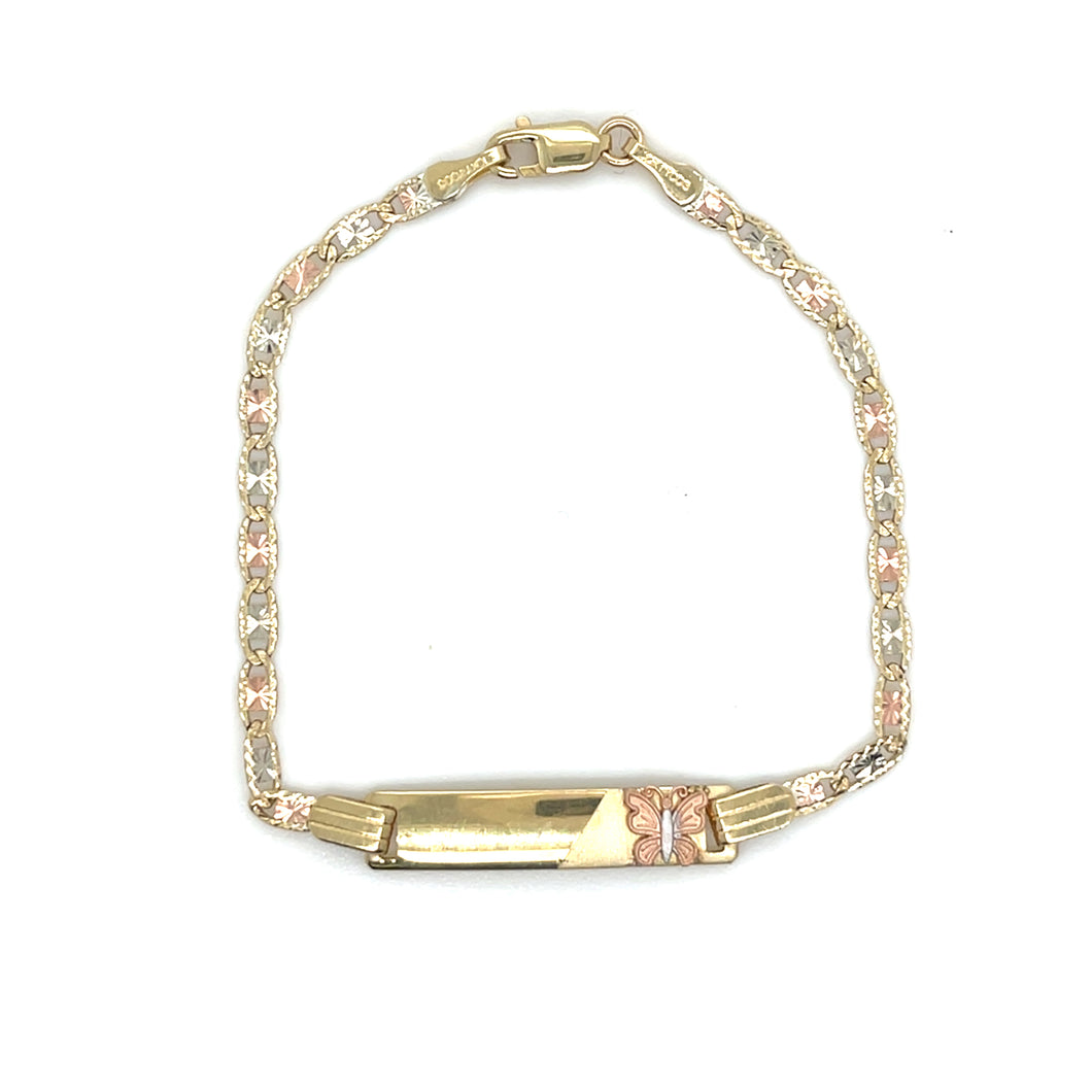 10k Gold Valentino Butterfly Kids ID Bracelet