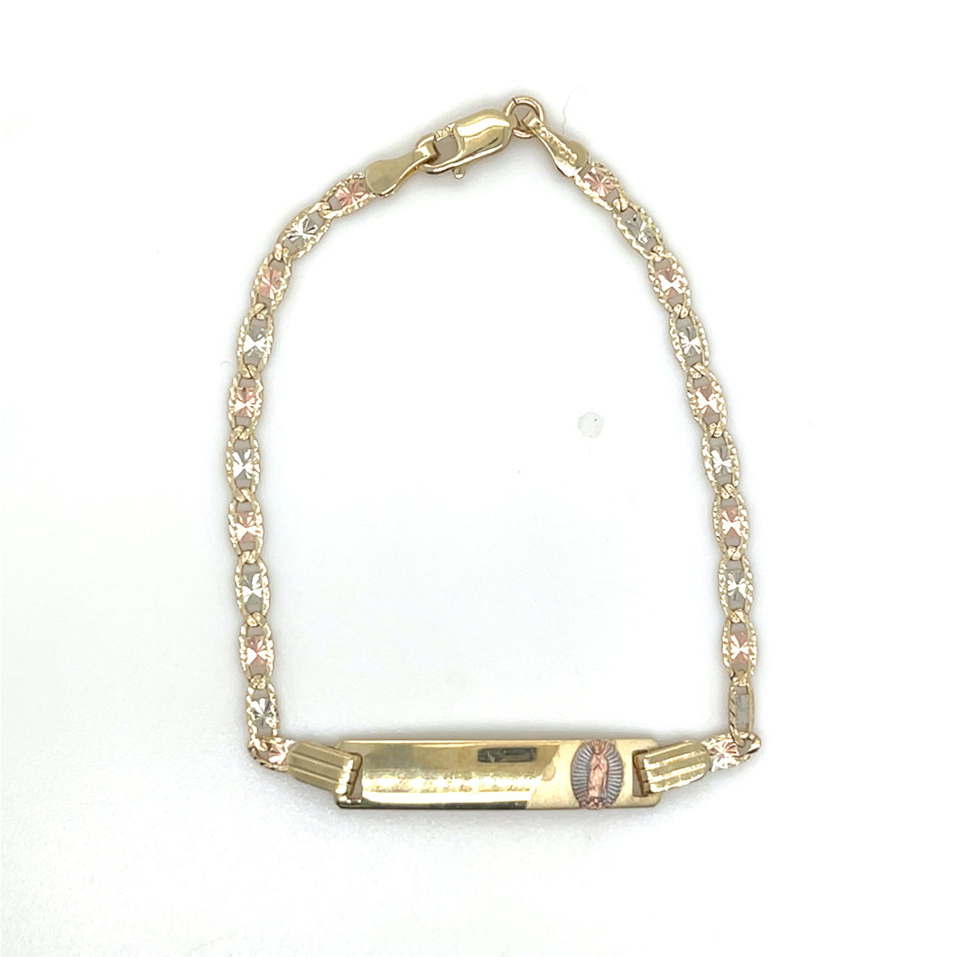 10k Gold Our Lady of Guadalupe Valentino Kids ID Bracelet