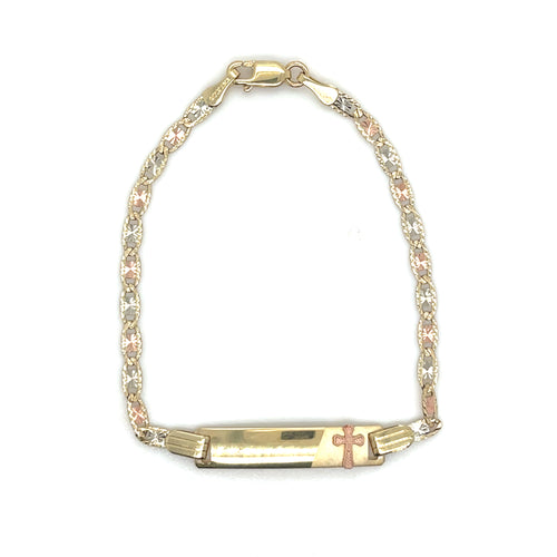 10k Gold Valentino Cross Kids ID Bracelet