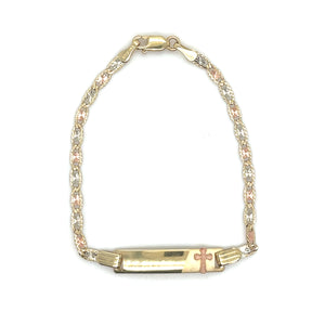 10k Gold Valentino Cross Kids ID Bracelet