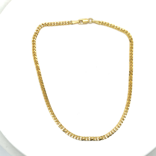10k Gold Pave Cuban Link Ankle Bracelet
