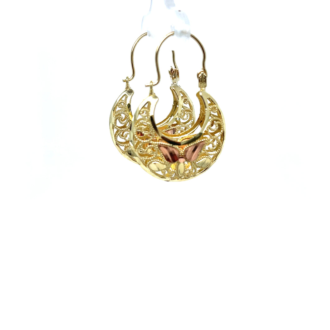 10k Gold Butterfly Basket Earrings