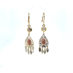 10k Gold Our Lady of Guadalupe Dream Catcher Dangle Earrings