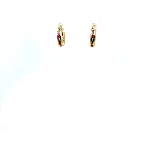 10k Gold Red Small Hoops