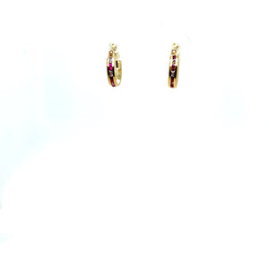 10k Gold Red Small Hoops
