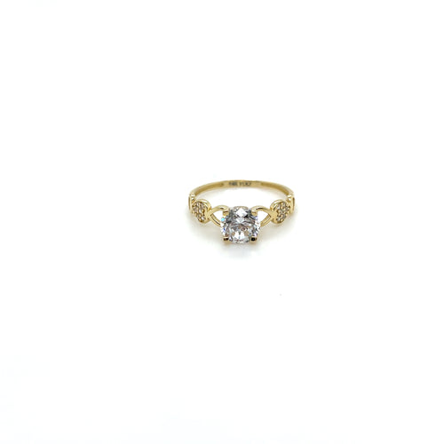 14k Gold Round Hearts Engagement Ring