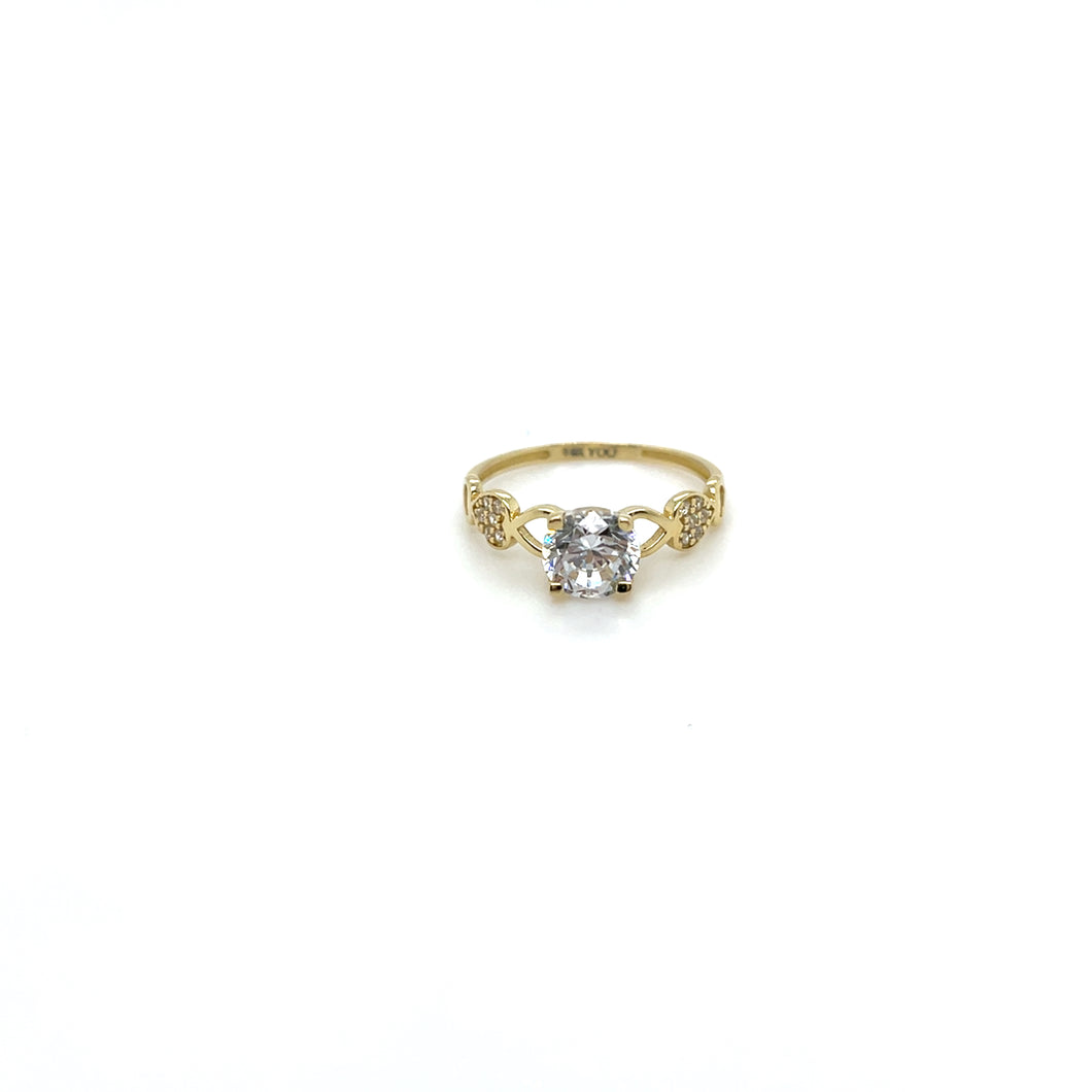 14k Gold Round Hearts Engagement Ring