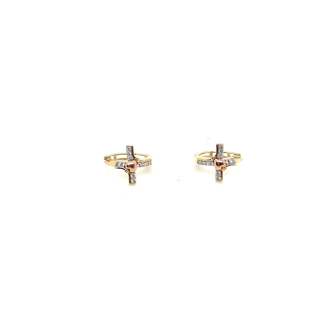 14k Gold Heart Huggies