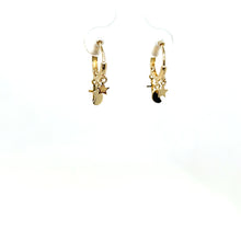 Load image into Gallery viewer, 14k Gold Dangle Moon, Star, Cross Huggies