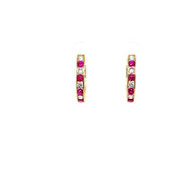 Load image into Gallery viewer, 14k Gold Clear and Pink Earrings