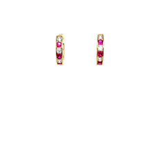 Load image into Gallery viewer, 14k Gold Clear and Pink Earrings