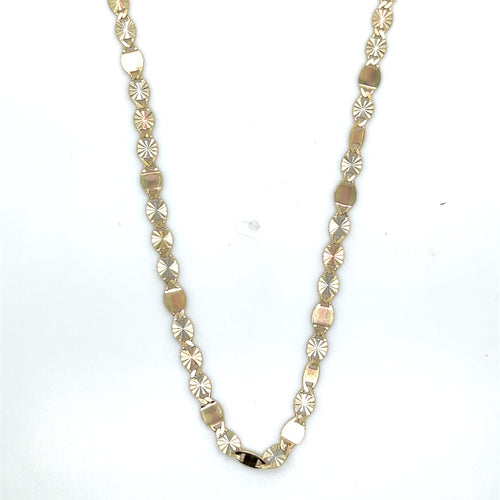 14k Tri Gold Valentino Mirror Link Chain