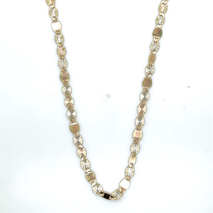 14k Tri Gold Valentino Mirror Link Chain