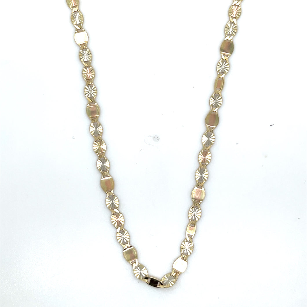 14k Tri Gold Valentino Mirror Link Chain