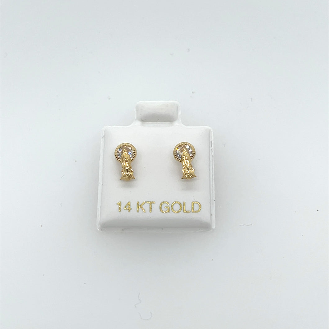 14k Gold Our Lady of Guadalupe Studs