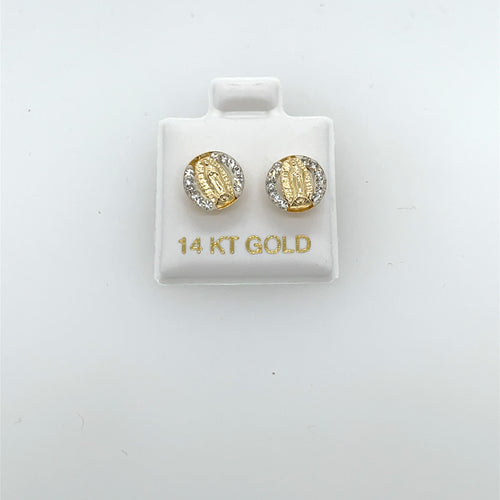 14k Gold Our Lady of Guadalupe Studs