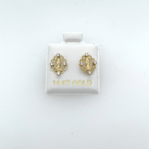 14k Gold Our Lady of Guadalupe Studs