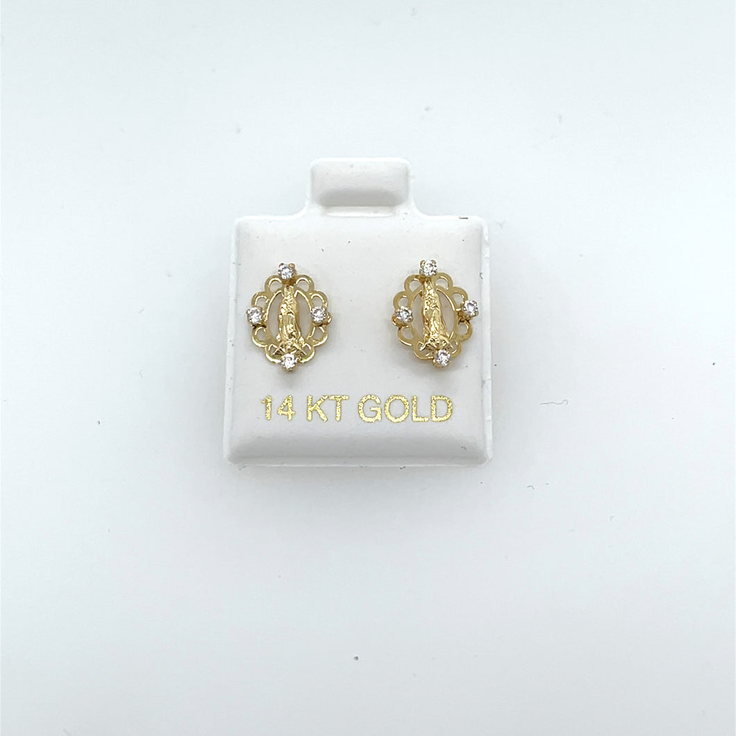 14k Gold Our Lady of Guadalupe Studs