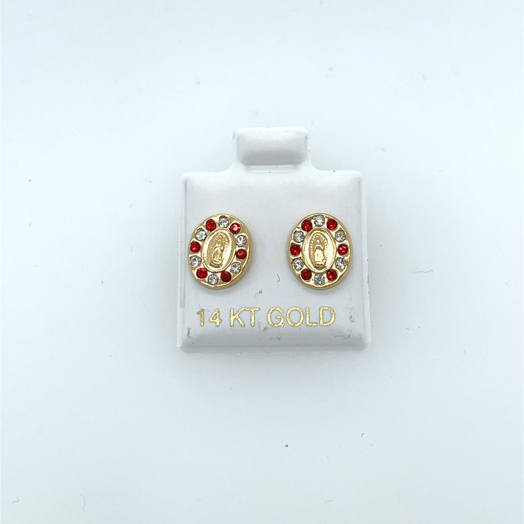 14k Gold Our Lady of Guadalupe Studs