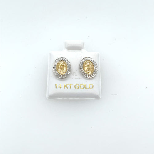 14k Gold Our Lady of Guadalupe Studs