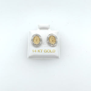 14k Gold Our Lady of Guadalupe Studs