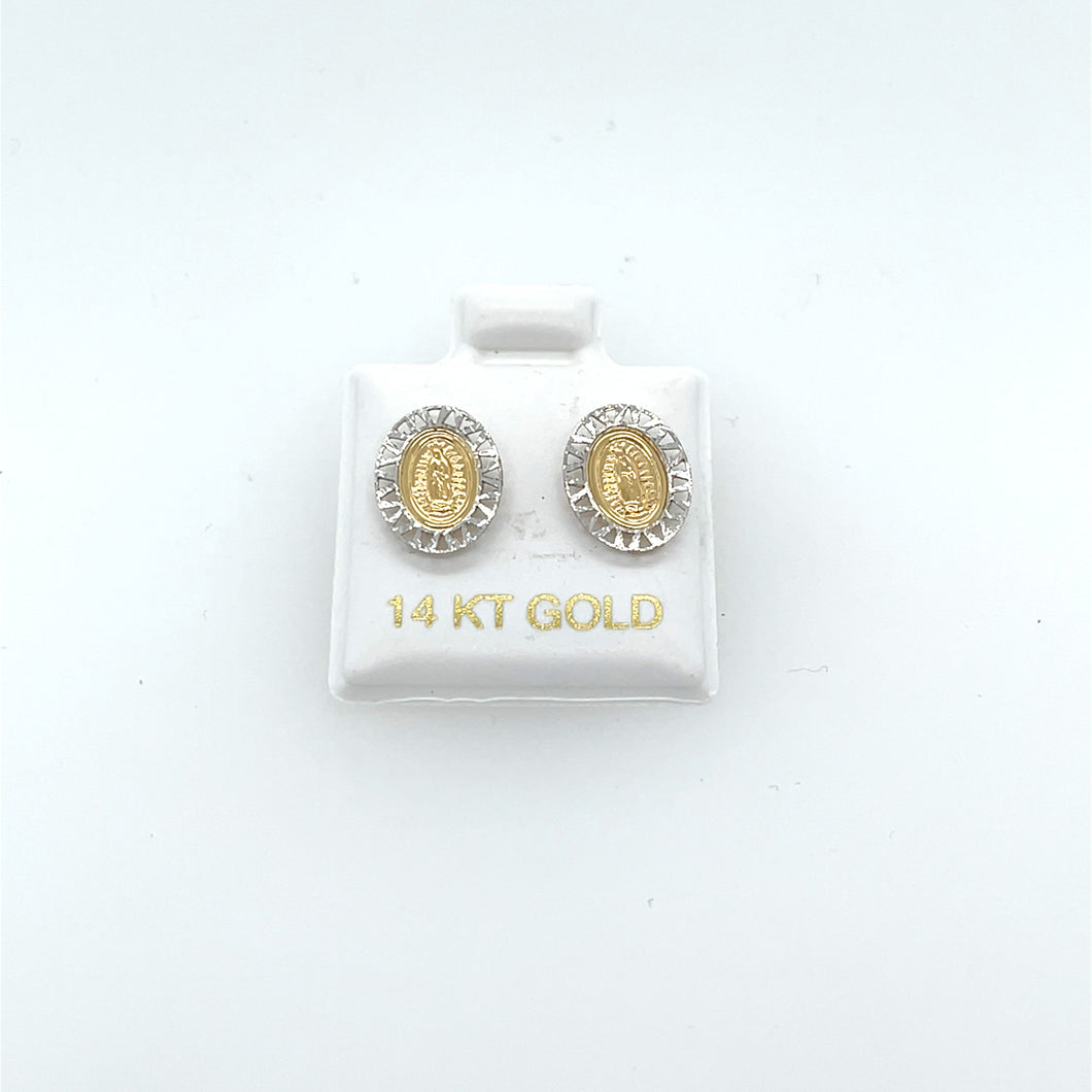 14k Gold Our Lady of Guadalupe Studs