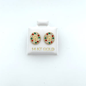 14k Gold Our Lady of Guadalupe Studs
