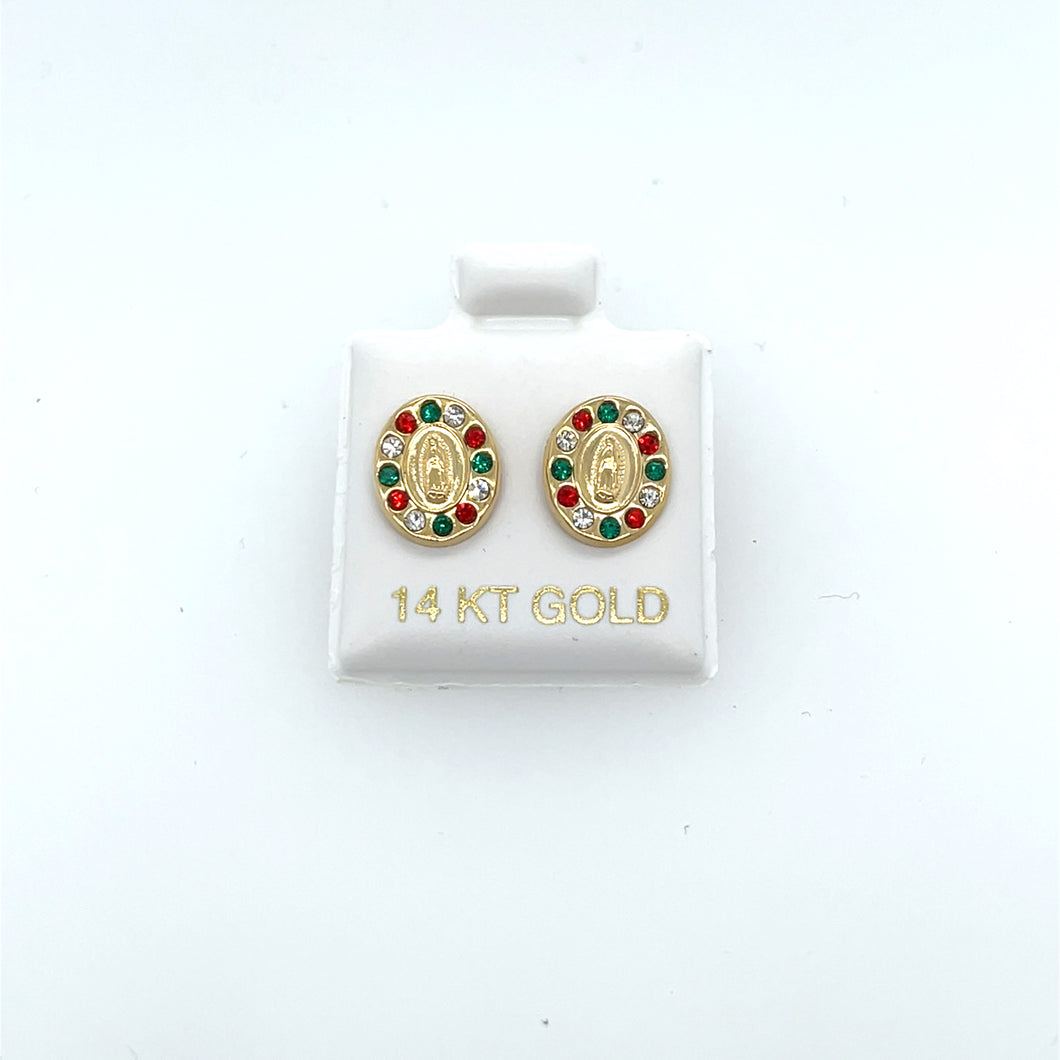 14k Gold Our Lady of Guadalupe Studs
