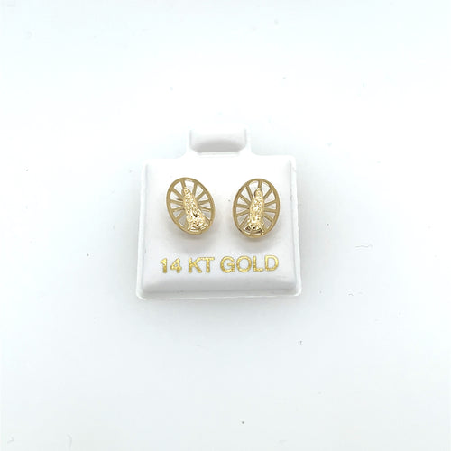 14k Gold Our Lady of Guadalupe Studs