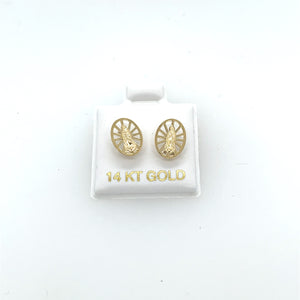 14k Gold Our Lady of Guadalupe Studs