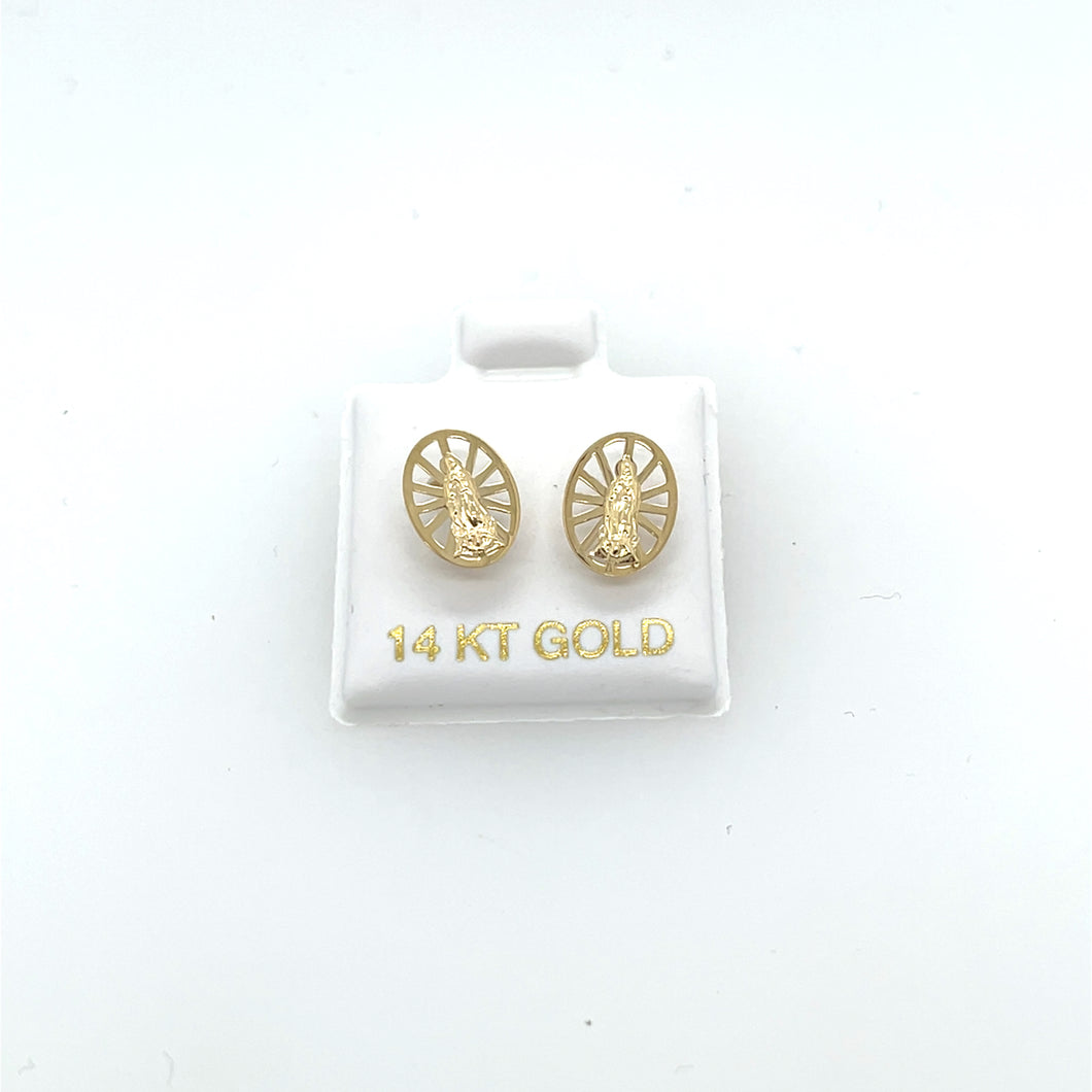 14k Gold Our Lady of Guadalupe Studs