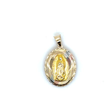 Load image into Gallery viewer, 10k Gold Our Lady of Guadalupe &amp; Sacred Heart Double Sided Pendant .