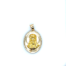 Load image into Gallery viewer, 10k Gold Our Lady of Guadalupe &amp; Sacred Heart Double Sided Pendant .