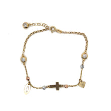 Load image into Gallery viewer, 14k Gold Cross Bracelet .