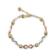 Load image into Gallery viewer, 14k Tri Gold Infinity's Bracelet .