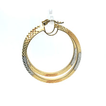 Load image into Gallery viewer, 14k Tri Gold Hoops .
