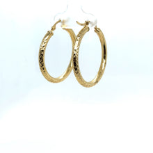 Load image into Gallery viewer, 14k Gold Diamond Cut Hoops .