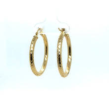 Load image into Gallery viewer, 14k Gold Diamond Cut Hoops .