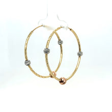 Load image into Gallery viewer, 14k Tri Gold Sphere Hoops .