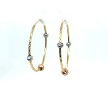 Load image into Gallery viewer, 14k Tri Gold Sphere Hoops .