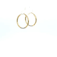 Load image into Gallery viewer, 14k Gold Diamond Cut Two Tone Small Hoops .