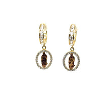 Load image into Gallery viewer, 14k Gold Our Lady of Guadalupe Dangle Earrings .