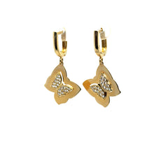 Load image into Gallery viewer, 14k Gold Butterfly Dangle Earrings .