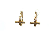 Load image into Gallery viewer, 14k Gold Cross Huggies .