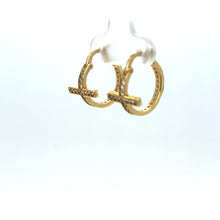Load image into Gallery viewer, 14k Gold Cross Huggies .
