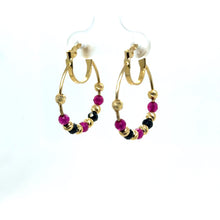 Load image into Gallery viewer, 14k Gold Colorful Spheres Hoops .