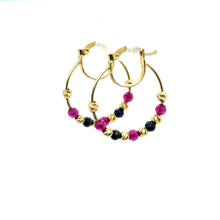Load image into Gallery viewer, 14k Gold Colorful Spheres Hoops .