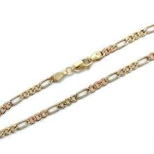 Load image into Gallery viewer, 14k Tri Gold Figaro Diamond Cut 3.2mm Chain .