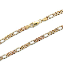 Load image into Gallery viewer, 14k Tri Gold Figaro Diamond Cut 4mm Chain .